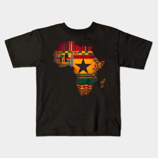 African Map Kente Pattern Ghana Flag Kids T-Shirt